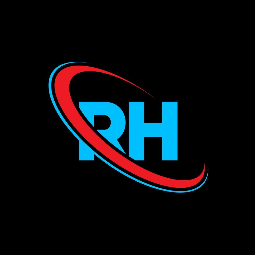 rh logo. rh ontwerp. blauw en rood rh brief. rh brief logo ontwerp. eerste brief rh gekoppeld cirkel hoofdletters monogram logo. vector