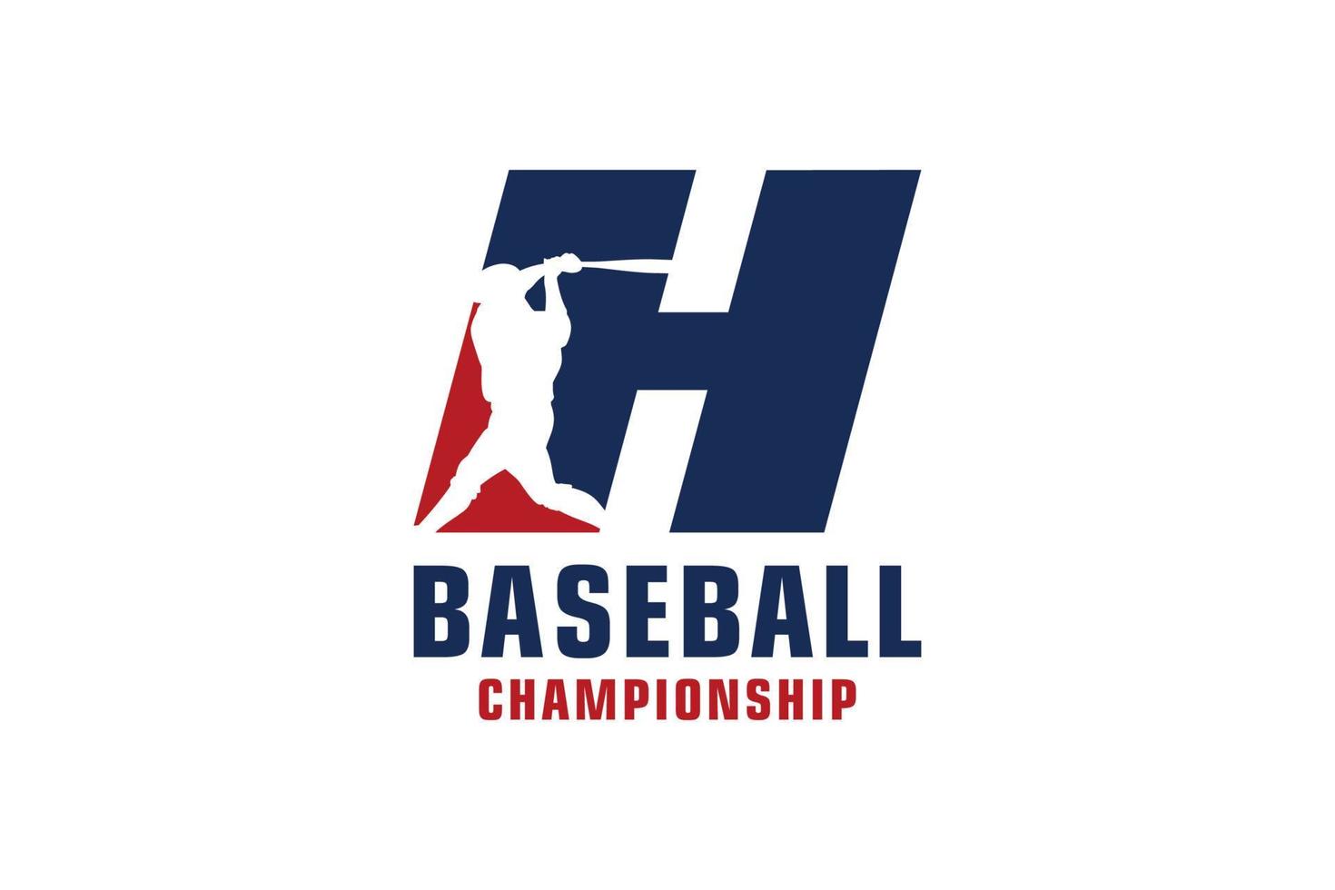 letter h met honkbal logo-ontwerp. vectorontwerpsjabloonelementen voor sportteam of huisstijl. vector