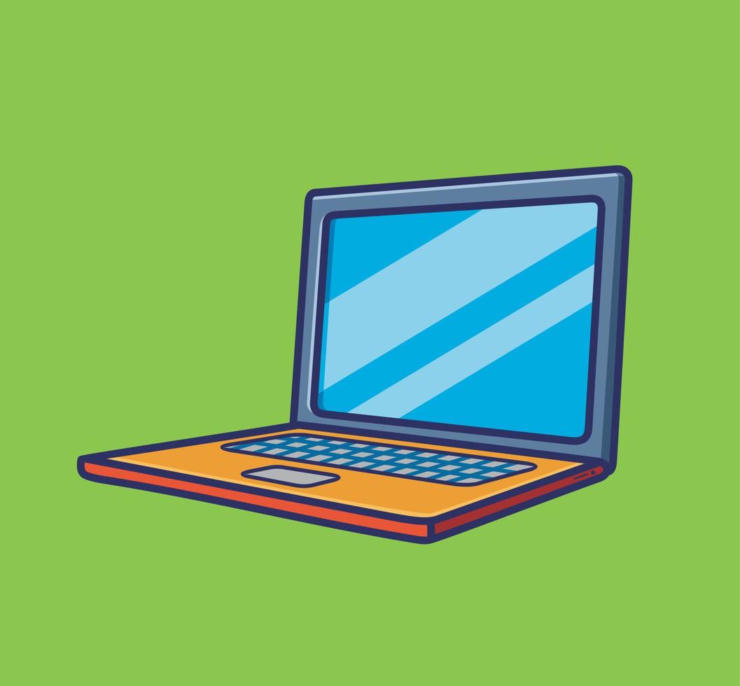schattig laptop in voorkant van. geïsoleerd tekenfilm voorwerp illustratie. vlak stijl sticker icoon ontwerp premie logo vector