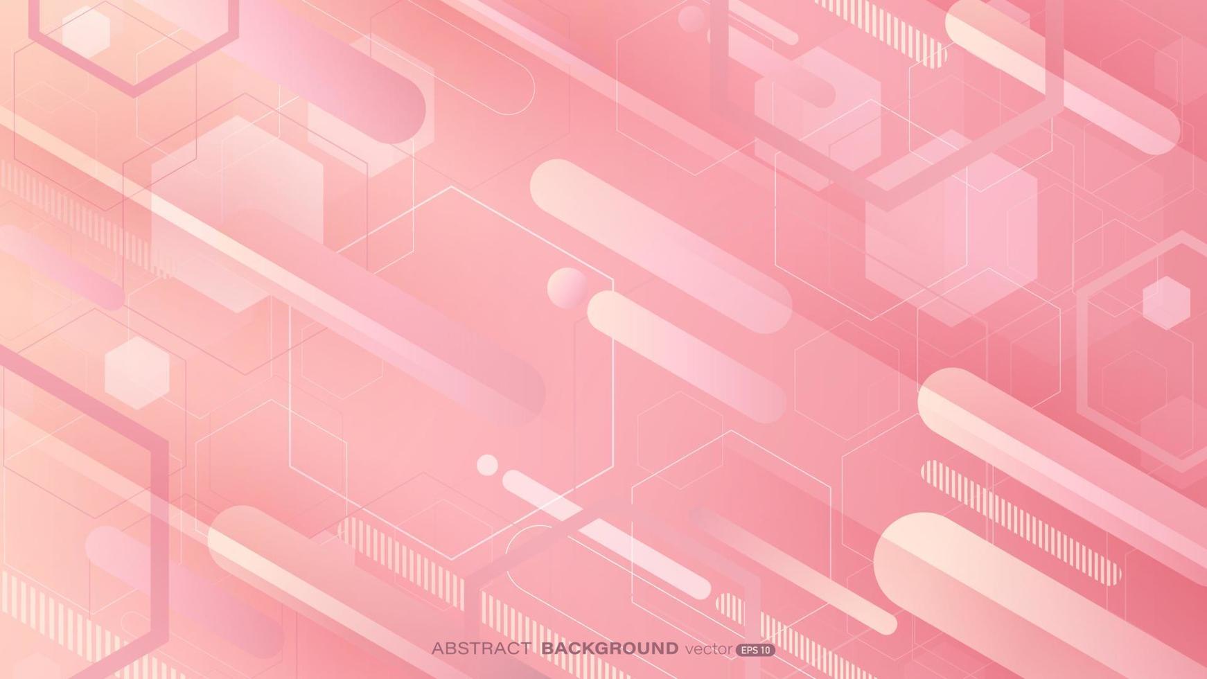abstract achtergrond ontwerp met roze helling capsule, zeshoek en meetkundig vorm vector