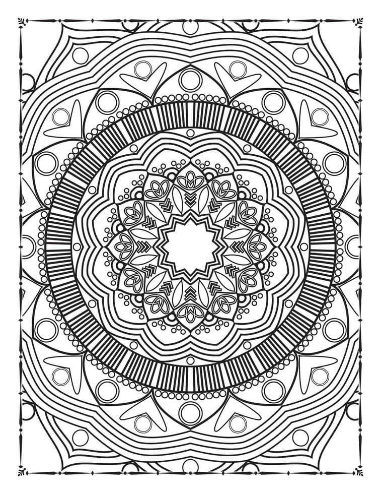 zwart en wit mandala voor kleur Pagina's interieur. interieur van een kleur bladzijde. tekening mandala lijn kunst. decoratie mandala ornament ontwerp reeks vector. vector