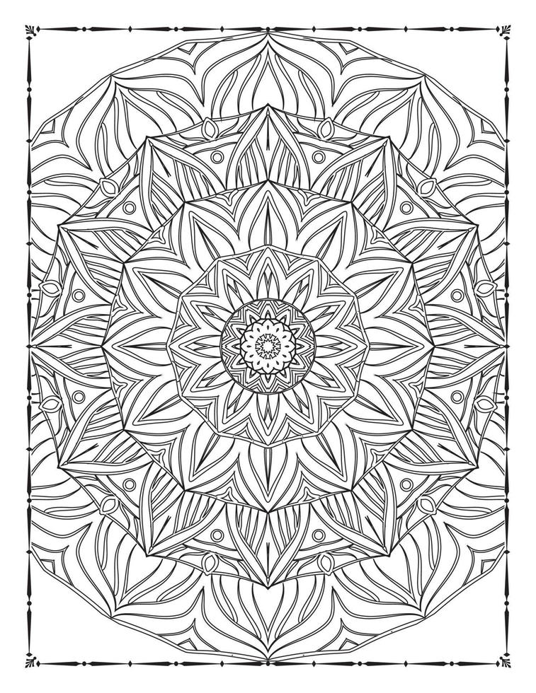 zwart en wit mandala voor kleur Pagina's interieur. interieur van een kleur bladzijde. tekening mandala lijn kunst. decoratie mandala ornament ontwerp reeks vector. vector