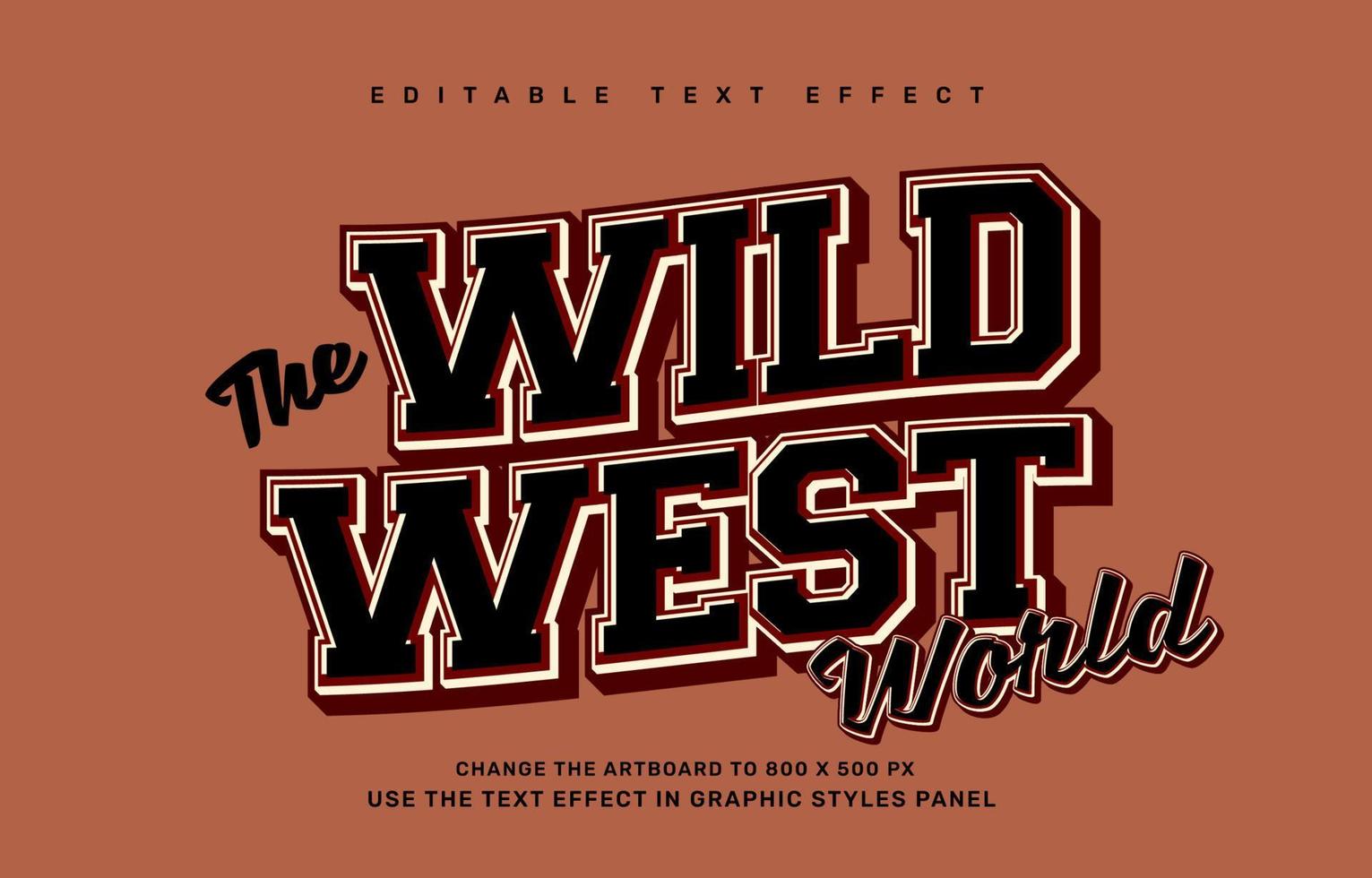 wild west cowboy bewerkbare tekst effect sjabloon vector
