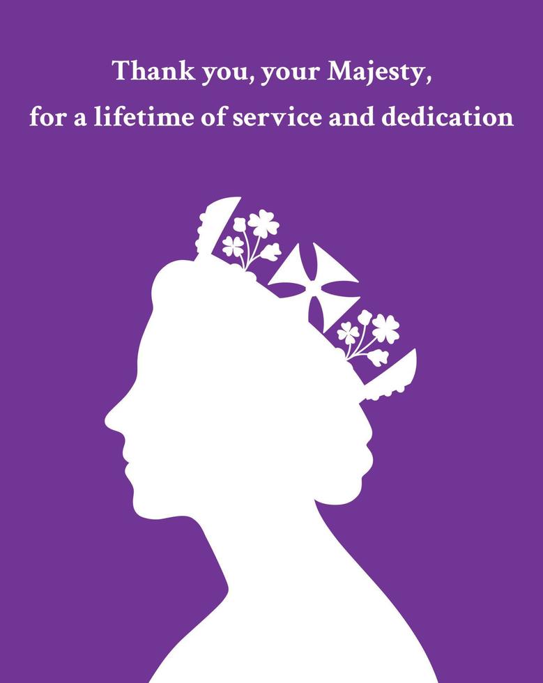 wit silhouet van koningin Elizabeth. wij geven u bedankt voor de bestuur. vector