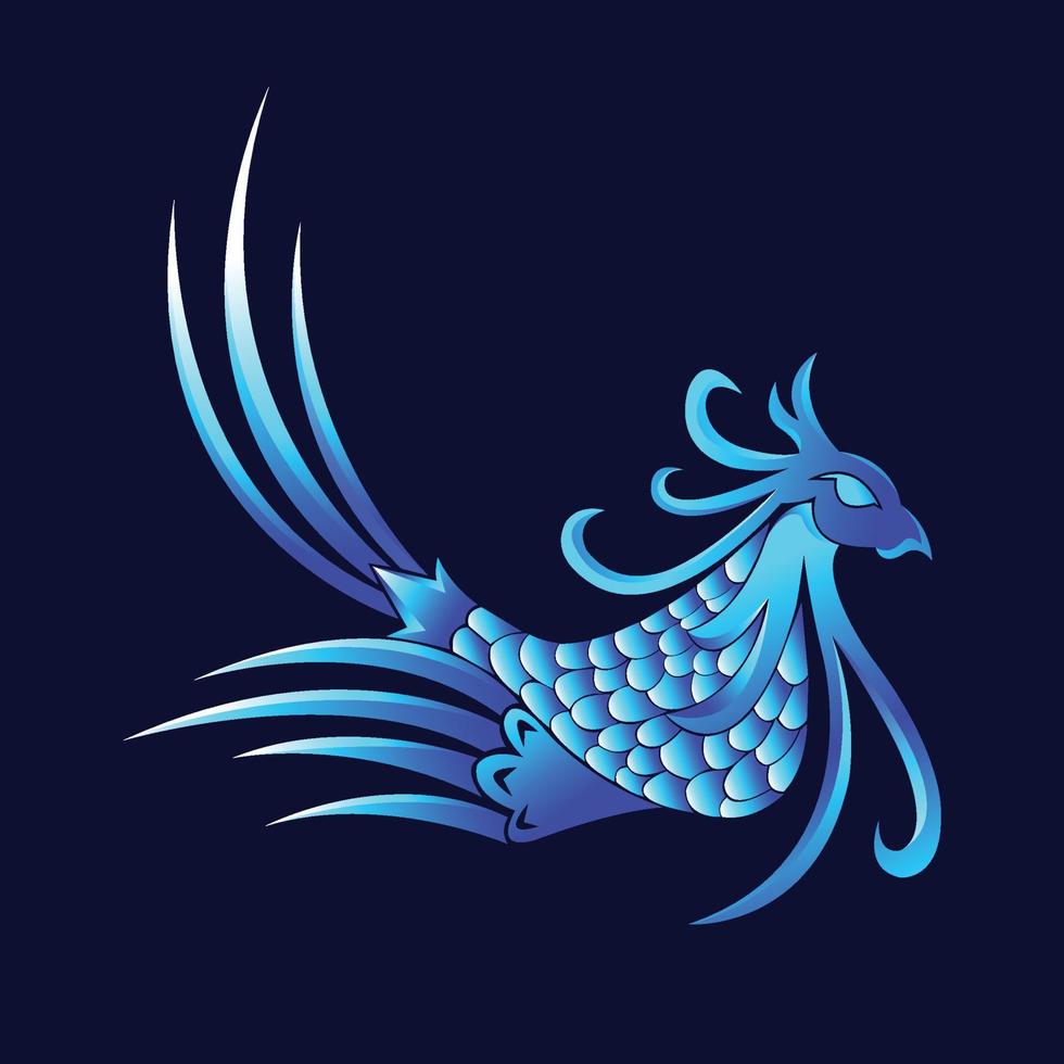retro Feniks logo concept illustraties. blauw vogel vector