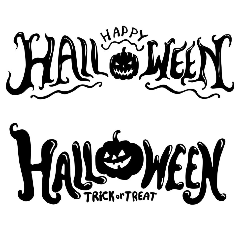 halloween teks zwart en wit vector