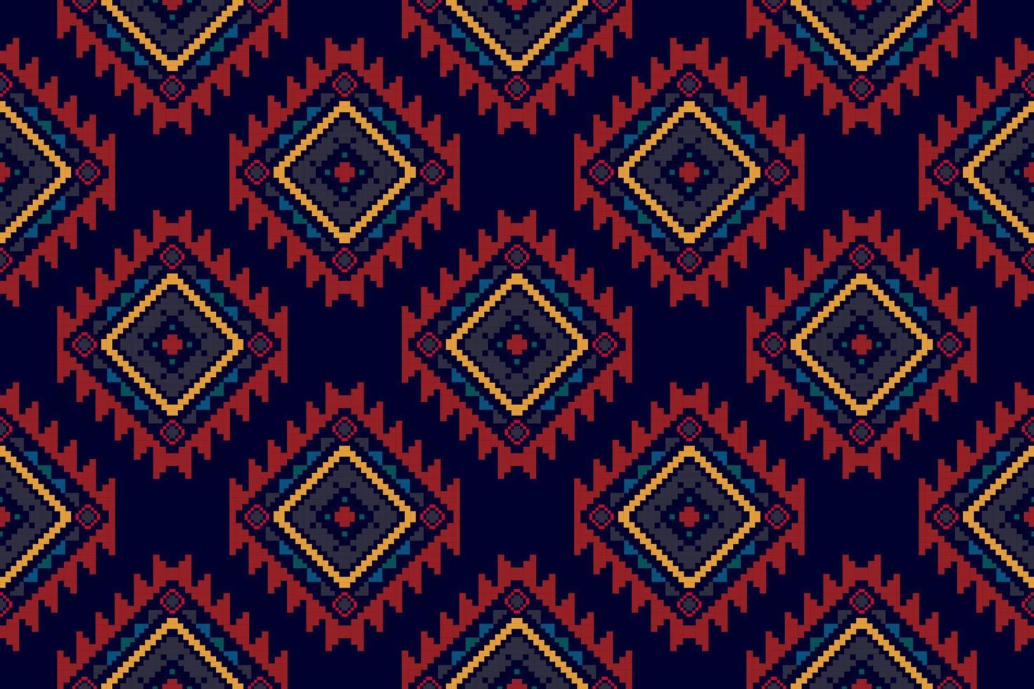 ikat etnisch Hongaars Pools volk patroon ontwerp. aztec kleding stof tapijt boho mandala's textiel decor behang. tribal inheems motief bloem traditioneel borduurwerk vector geïllustreerd