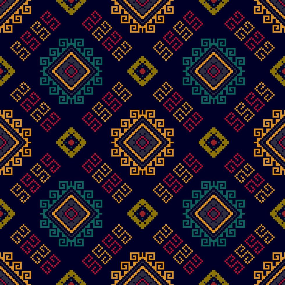 ikat etnisch Hongaars Pools volk patroon ontwerp. aztec kleding stof tapijt boho mandala's textiel decor behang. tribal inheems motief bloem traditioneel borduurwerk vector geïllustreerd