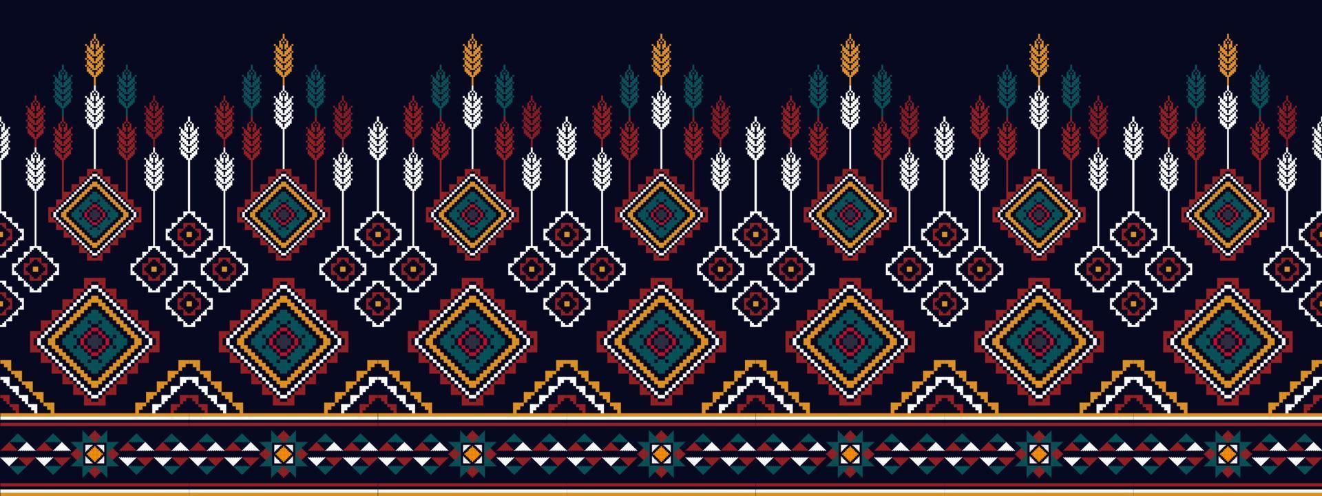 ikat etnisch Hongaars Pools volk patroon ontwerp. aztec kleding stof tapijt boho mandala's textiel decor behang. tribal inheems motief bloem traditioneel borduurwerk vector geïllustreerd