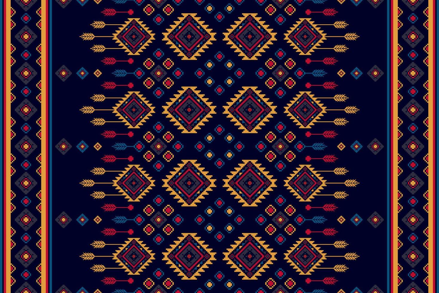 ikat etnisch Hongaars Pools volk patroon ontwerp. aztec kleding stof tapijt boho mandala's textiel decor behang. tribal inheems motief bloem traditioneel borduurwerk vector geïllustreerd