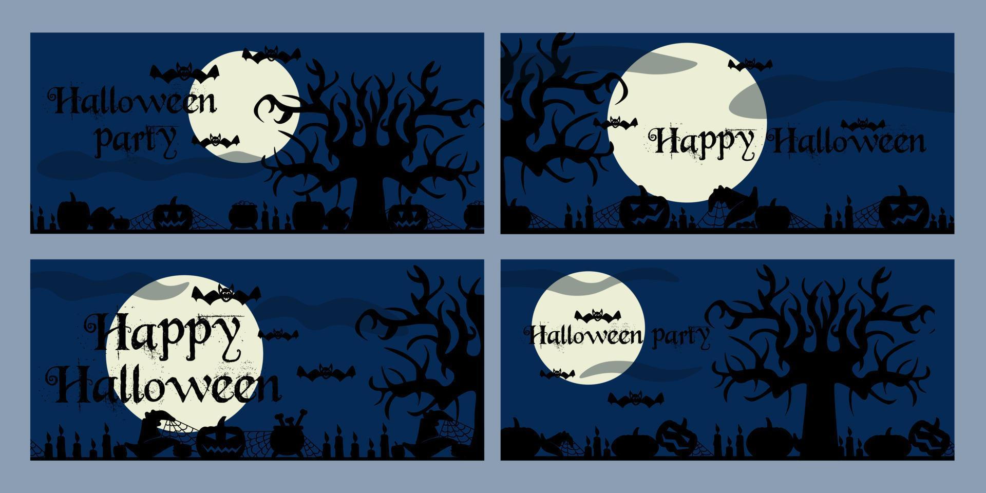 gelukkig halloween set, idee voor uitnodiging, poster, banier, folder of groet kaart met themed attributen vector