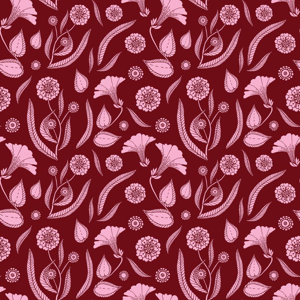 naadloos patroon met delicaat bloemen en bladeren. vector illustratie.