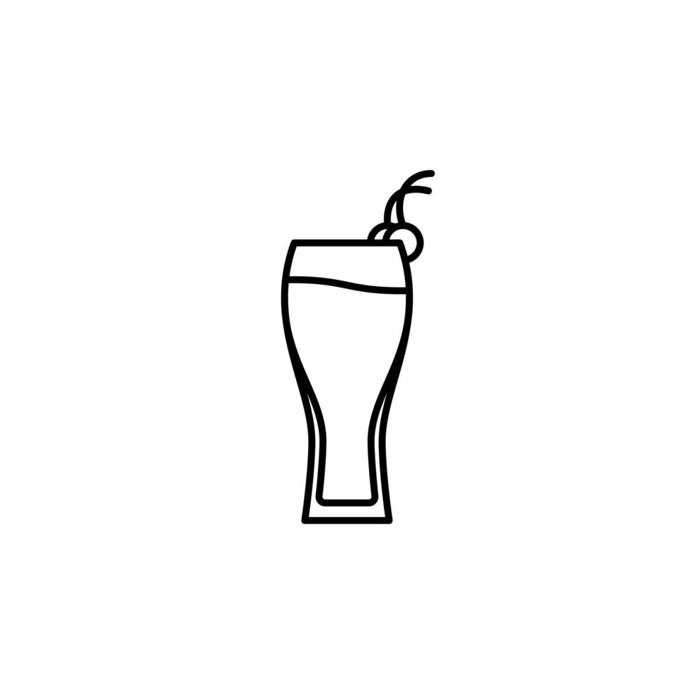 wiezenbier glas icoon met kers Aan wit achtergrond. gemakkelijk, lijn, silhouet en schoon stijl. zwart en wit. geschikt voor symbool, teken, icoon of logo vector
