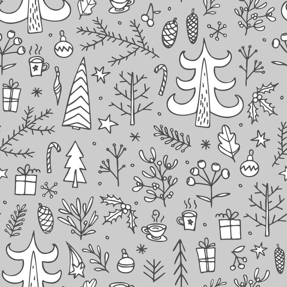 schetsen Kerstmis naadloos patroon doodles voor behang ontwerp vector