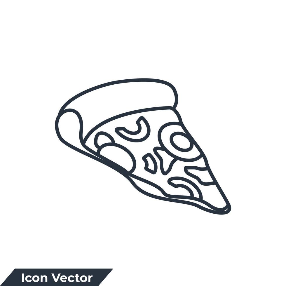 pizza icoon logo vector illustratie. pizza plak symbool sjabloon voor grafisch en web ontwerp verzameling