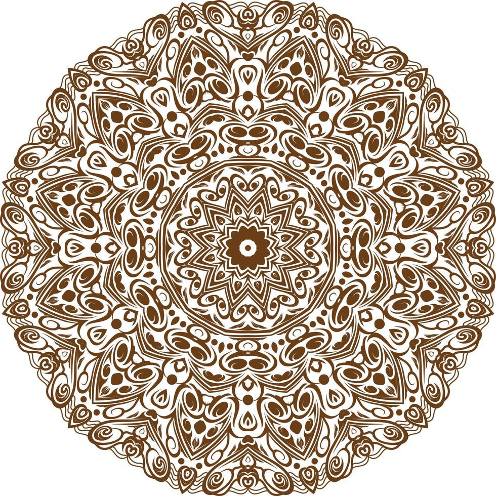 diep bruin kleur mandala in een wit background.lace patroon ontwerp. vector