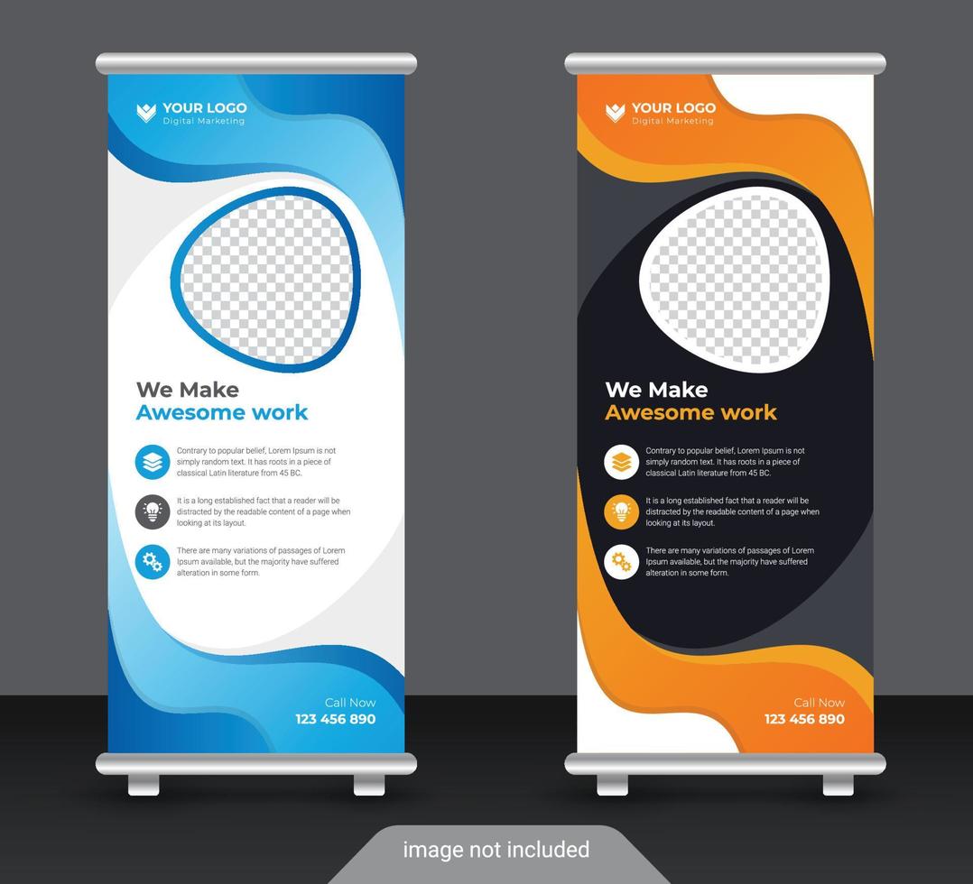 creatieve zakelijke en zakelijke roll-up banner ontwerpsjabloon vector