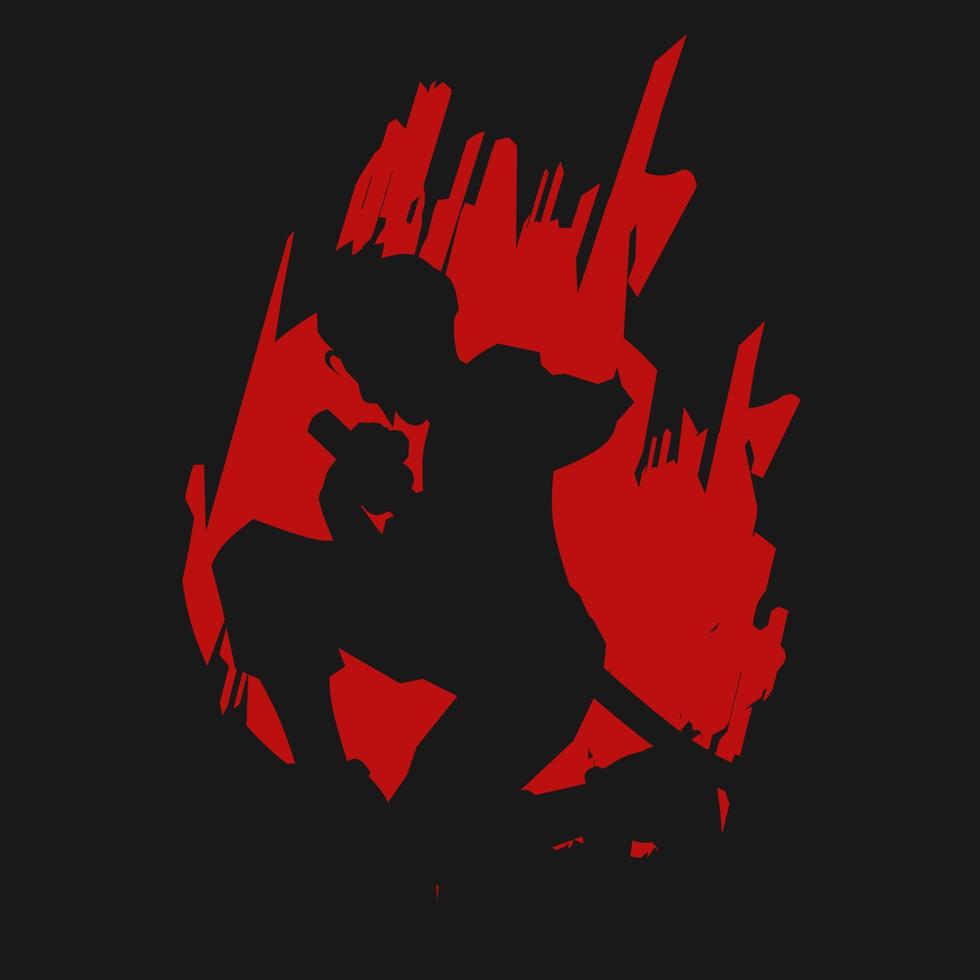 samurai Japan zwaard ridder logo kleurrijk ontwerp met donker achtergrond. geïsoleerd marine achtergrond voor t-shirt, poster, kleding, koopwaar, kleding, insigne ontwerp vector