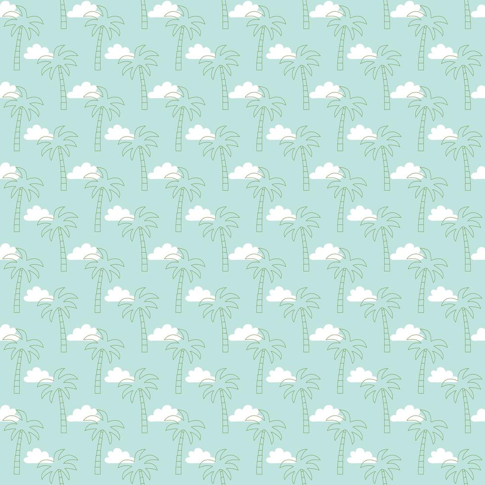 palmbomen en wolken naadloos patroon vector