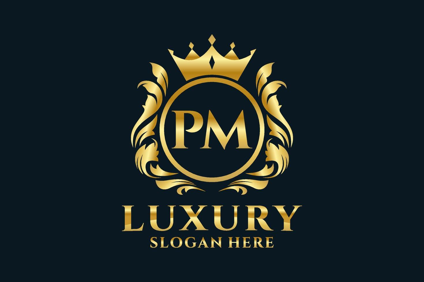 eerste p.m brief Koninklijk luxe logo sjabloon in vector kunst voor luxueus branding projecten en andere vector illustratie.