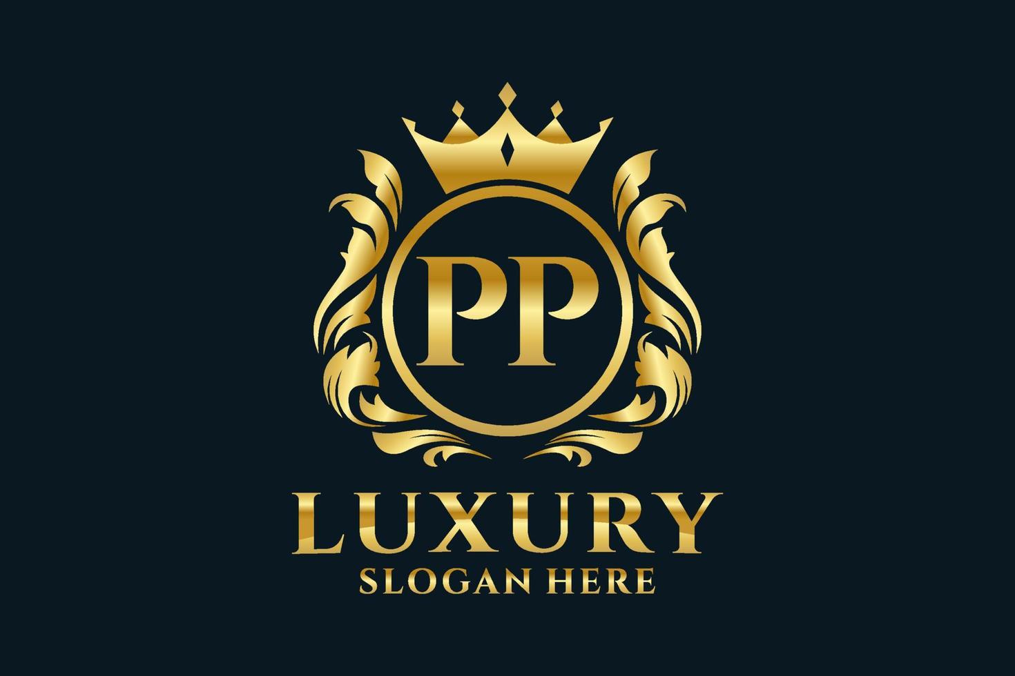 eerste pp brief Koninklijk luxe logo sjabloon in vector kunst voor luxueus branding projecten en andere vector illustratie.
