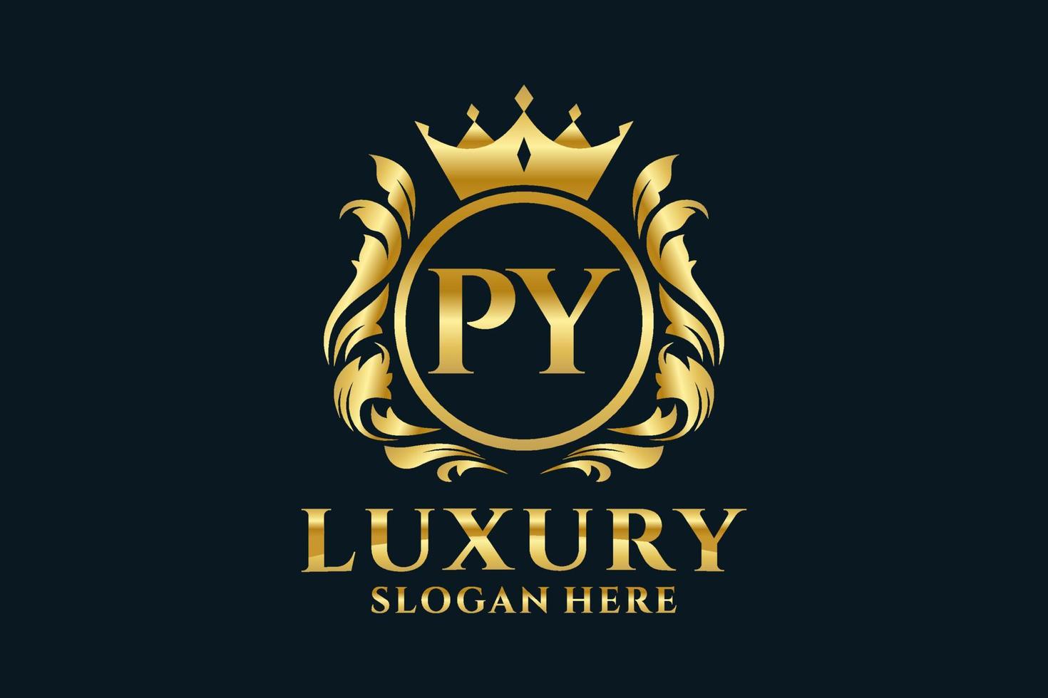 eerste py brief Koninklijk luxe logo sjabloon in vector kunst voor luxueus branding projecten en andere vector illustratie.