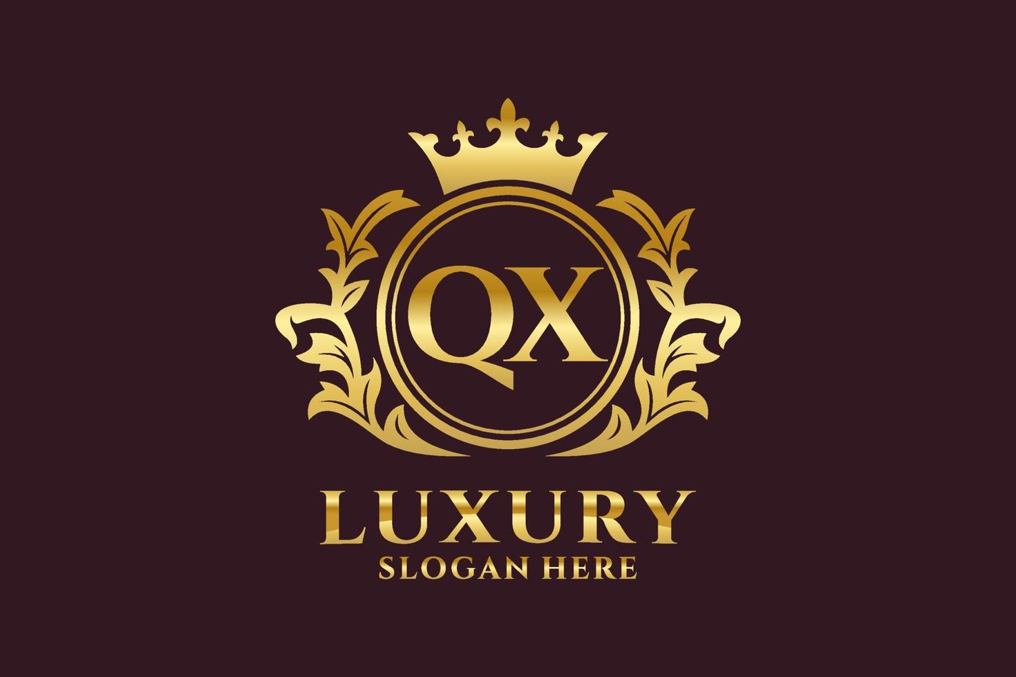 eerste qx brief Koninklijk luxe logo sjabloon in vector kunst voor luxueus branding projecten en andere vector illustratie.