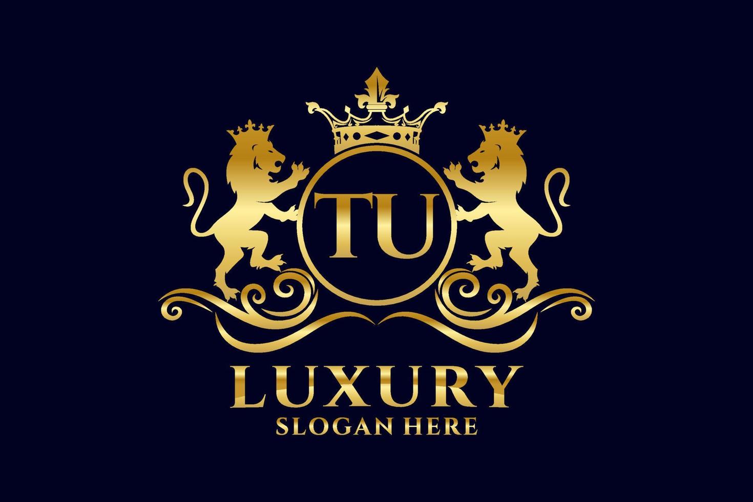 eerste tu brief leeuw Koninklijk luxe logo sjabloon in vector kunst voor luxueus branding projecten en andere vector illustratie.