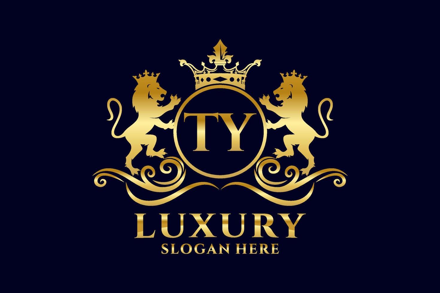 eerste ty brief leeuw Koninklijk luxe logo sjabloon in vector kunst voor luxueus branding projecten en andere vector illustratie.