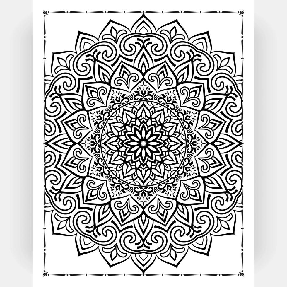 zwart en wit mandala voor kleur Pagina's interieur. interieur van een kleur bladzijde. tekening mandala lijn kunst. decoratie mandala ornament ontwerp reeks vector. vector