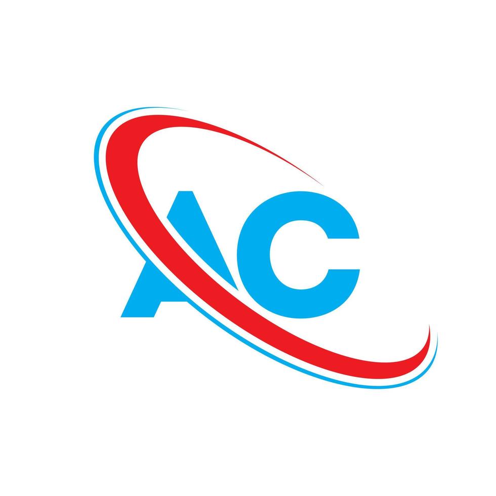 ac logo. ac ontwerp. blauw en rood ac brief. ac brief logo ontwerp. eerste brief ac gekoppeld cirkel hoofdletters monogram logo. vector