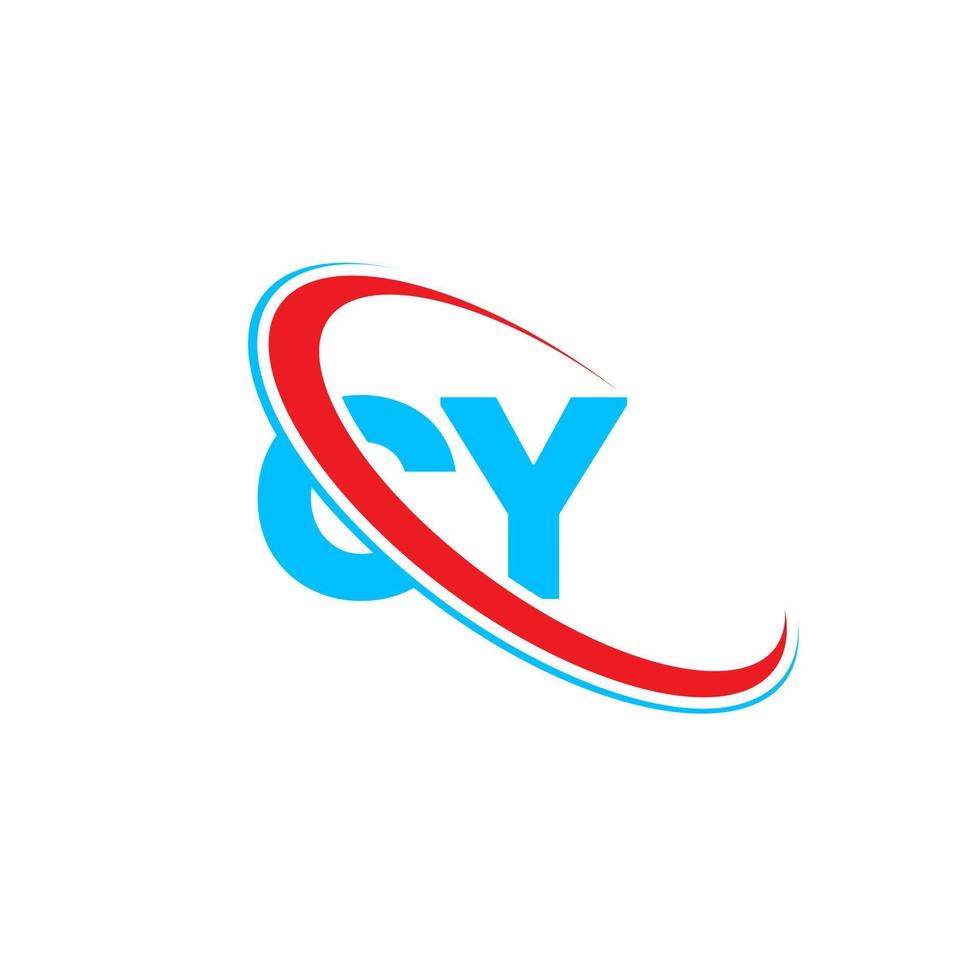 cy logo. cy ontwerp. blauw en rood cy brief. cy brief logo ontwerp. eerste brief cy gekoppeld cirkel hoofdletters monogram logo. vector