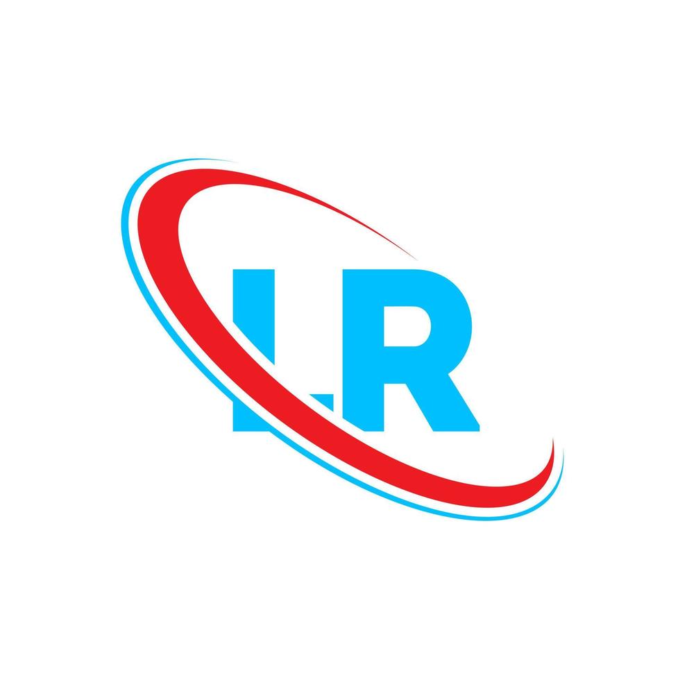 lr logo. lr ontwerp. blauw en rood lr brief. lr brief logo ontwerp. eerste brief lr gekoppeld cirkel hoofdletters monogram logo. vector