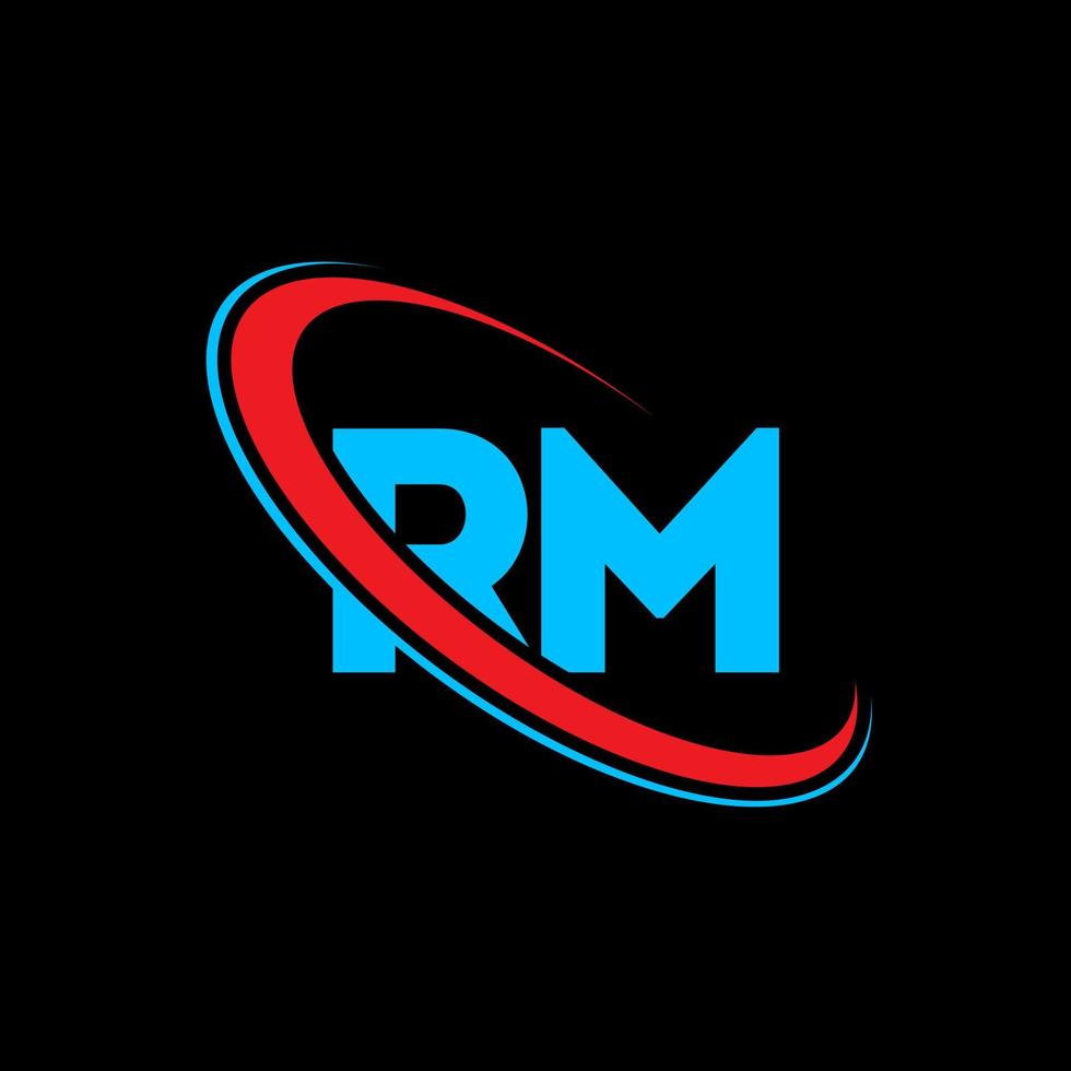 rm logo. rm ontwerp. blauw en rood rm brief. rm brief logo ontwerp. eerste brief rm gekoppeld cirkel hoofdletters monogram logo. vector