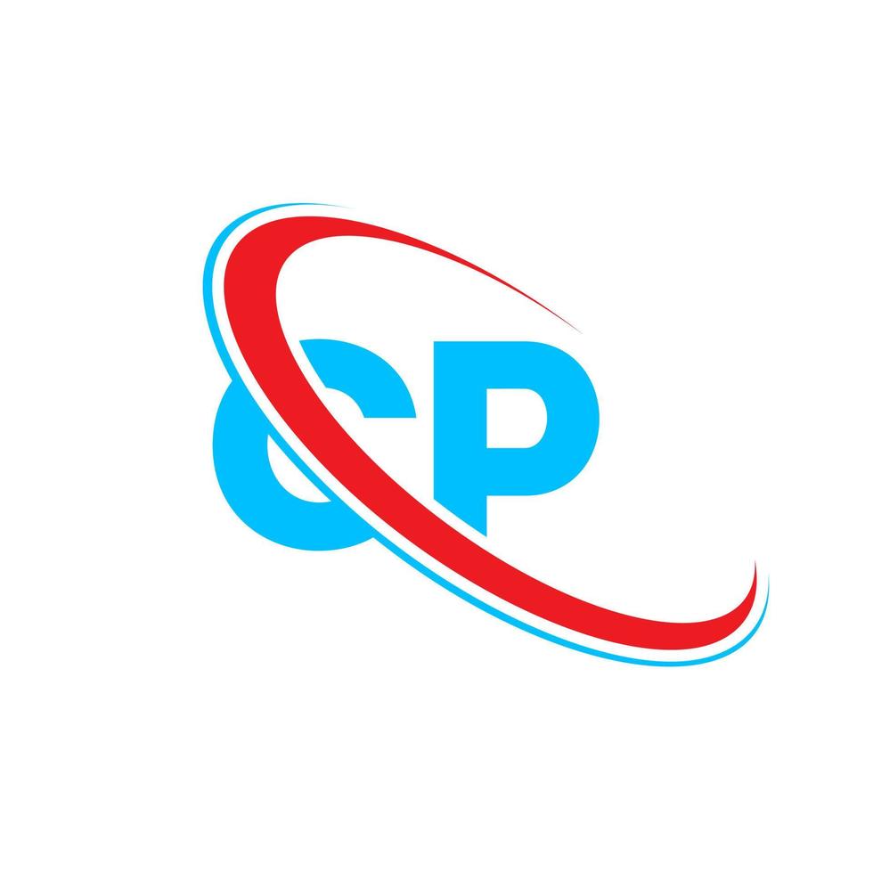 cp logo. cp ontwerp. blauw en rood cp brief. cp brief logo ontwerp. eerste brief cp gekoppeld cirkel hoofdletters monogram logo. vector