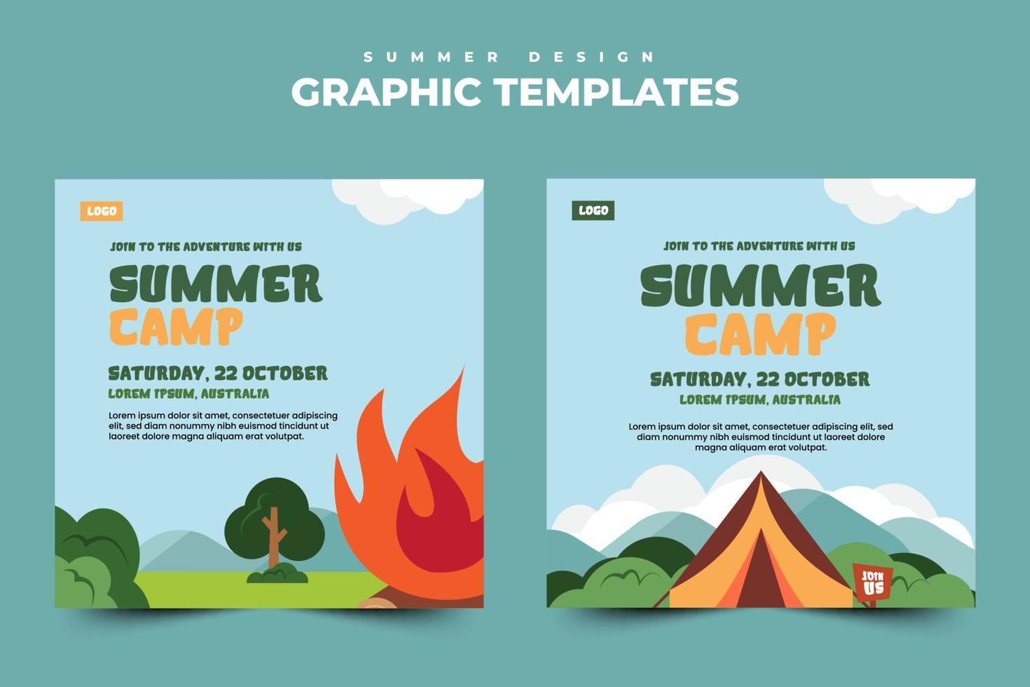 zomer kamp grafisch sjabloon gemakkelijk naar aanpassen gemakkelijk en elegant ontwerp vector