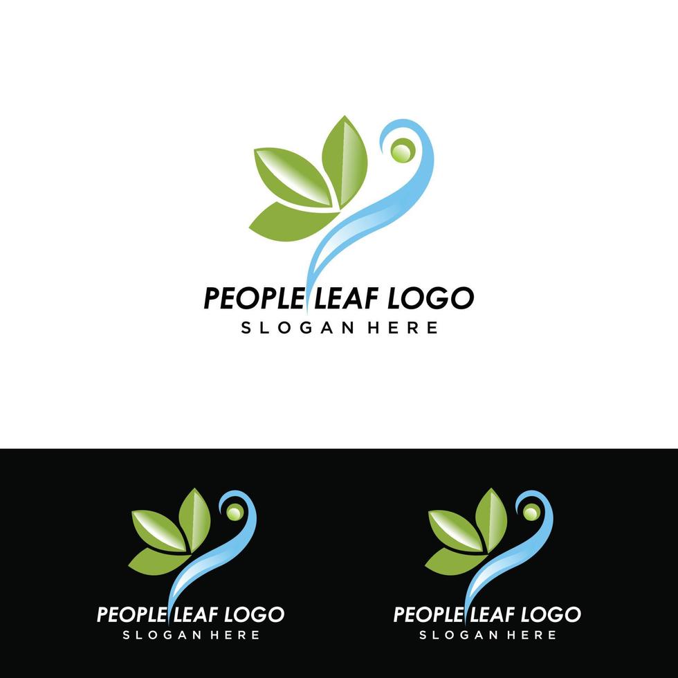 menselijk met blad natuur logo voor spa logo sjabloon vector