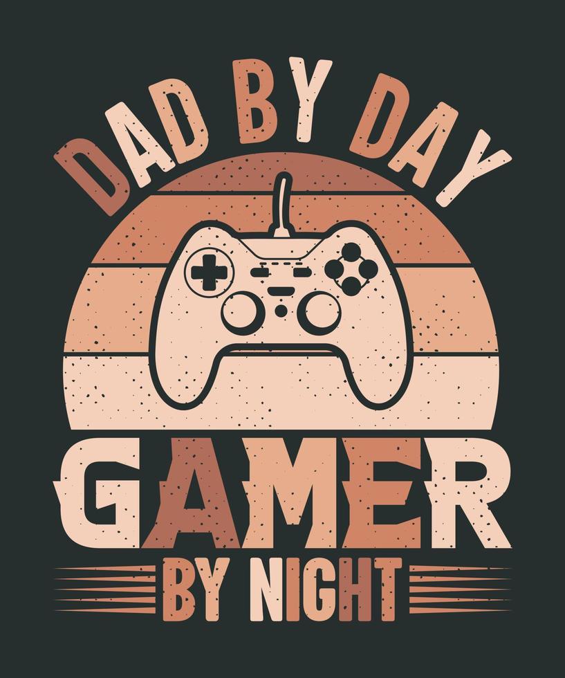 vader door dag gamer door nacht wijnoogst gaming t-shirt ontwerp voor spel geliefden vector