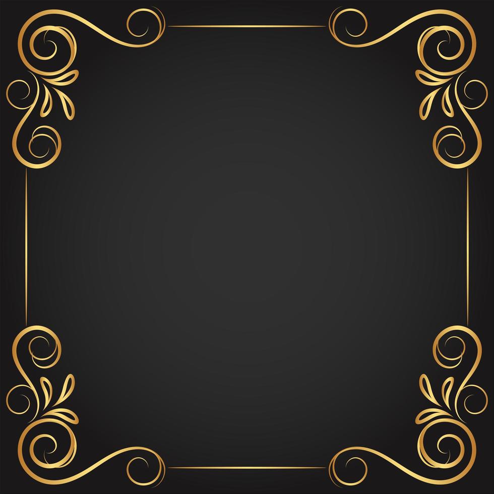 gouden bloemen krullend bloeien frame vector