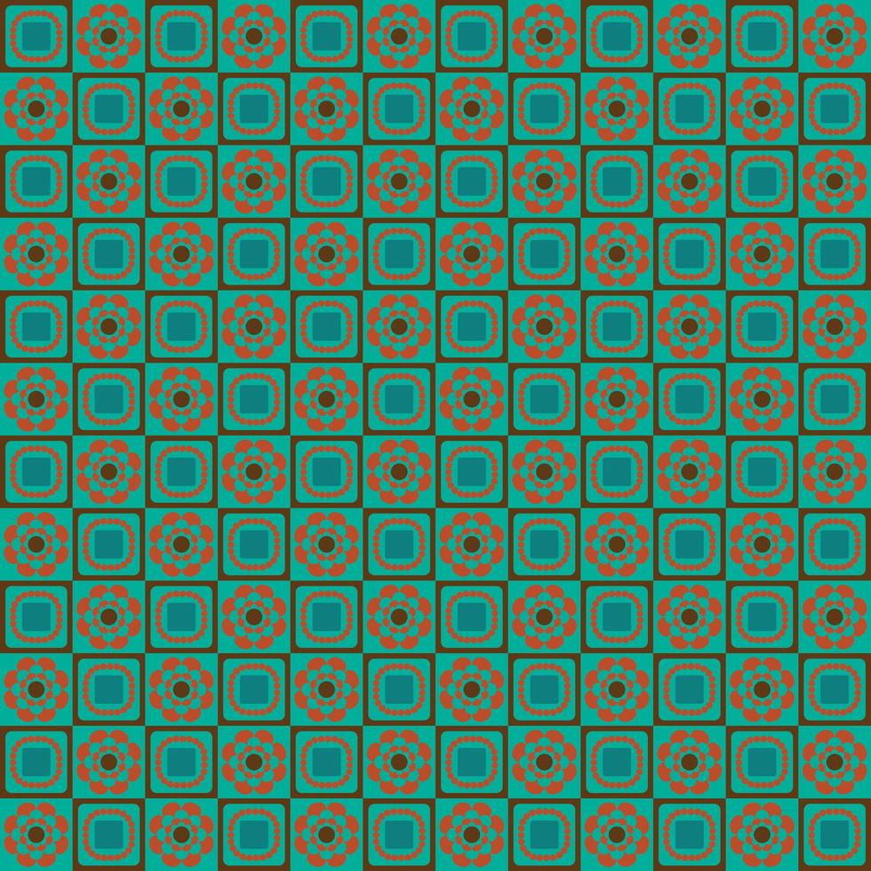 retroorange en blauwe geometrische naadloze bloemmotief vector