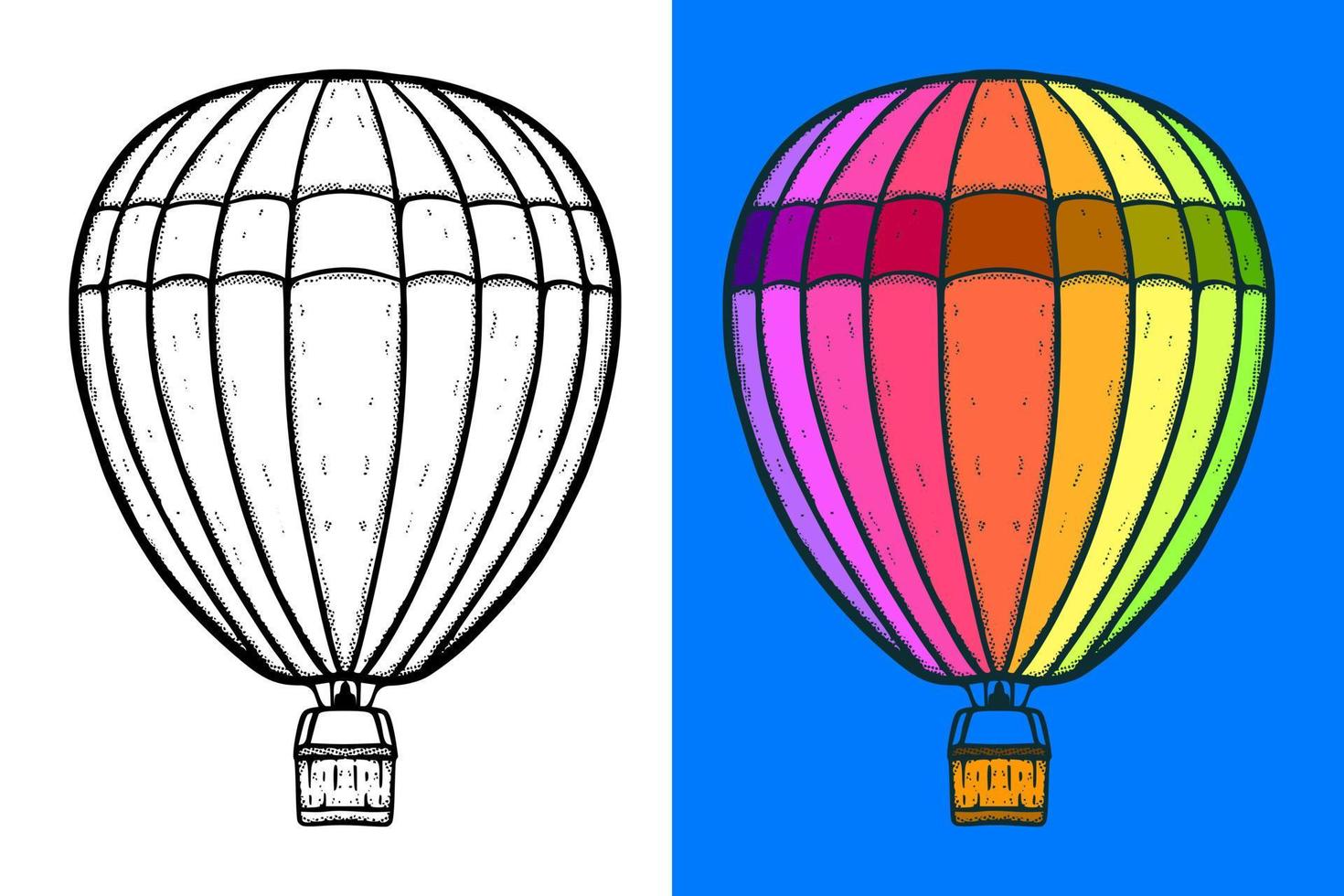 lucht ballon illustratie hand- getrokken tekenfilm wijnoogst stijl vector