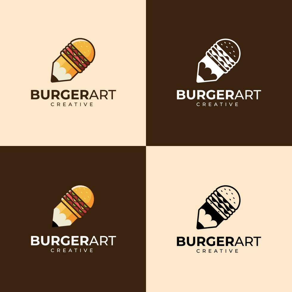 hamburger en kunst logo ontwerp vector