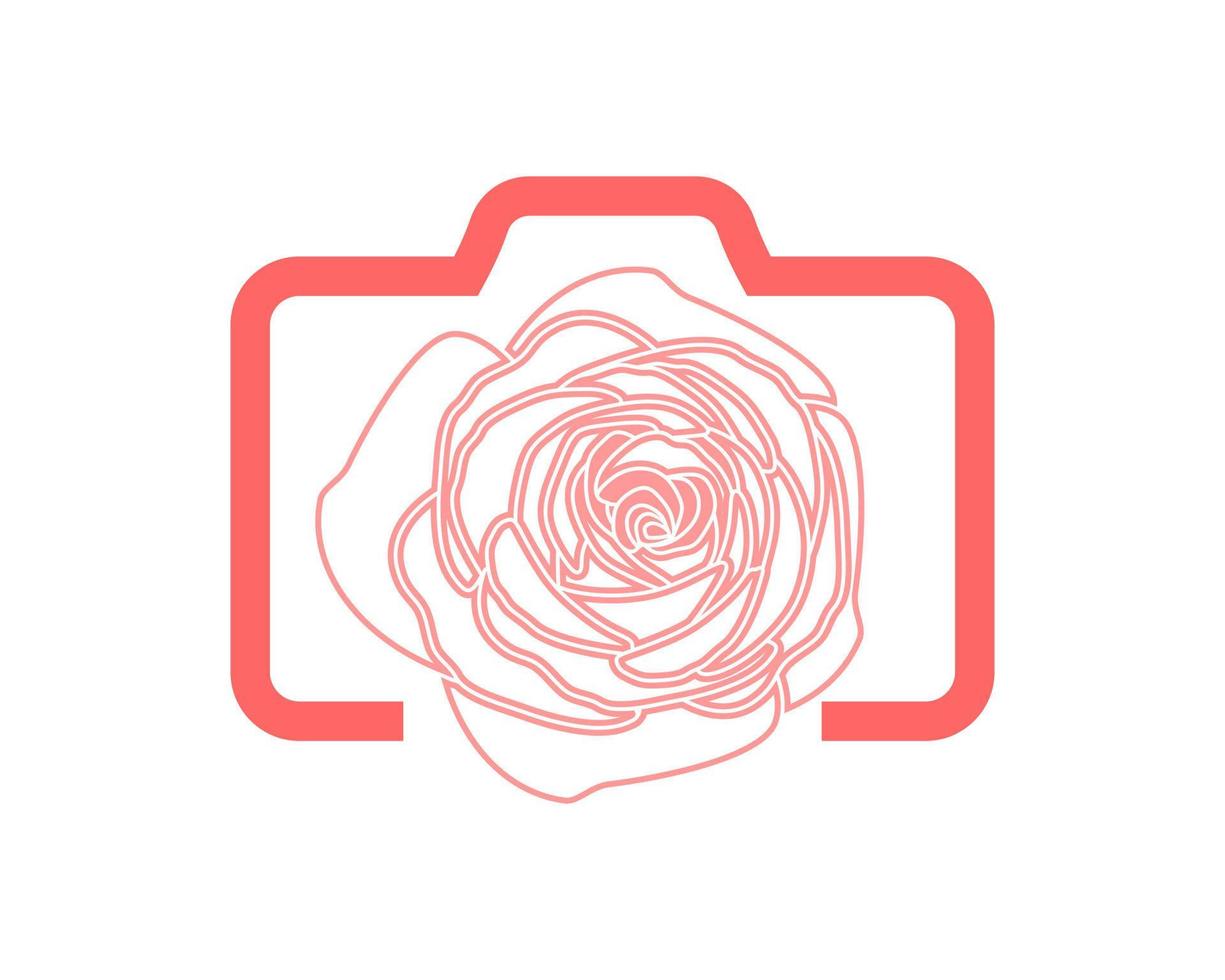 camera met roos bloem binnen vector