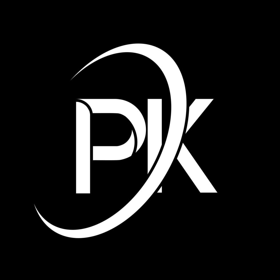 pk logo. p k ontwerp. wit pk brief. pk brief logo ontwerp. eerste brief pk gekoppeld cirkel hoofdletters monogram logo. vector