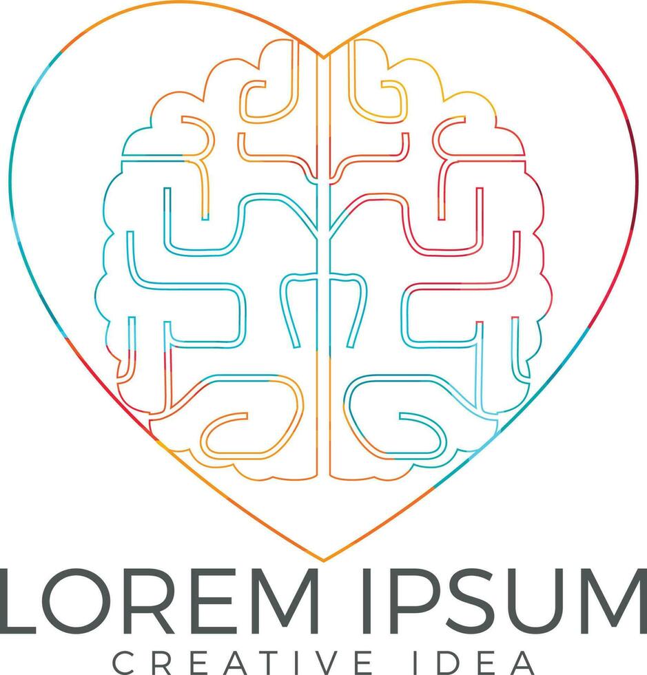 creatief hersenen hart vorm logo ontwerp. denken idee concept. brainstorm macht denken hersenen logotype icoon. vector