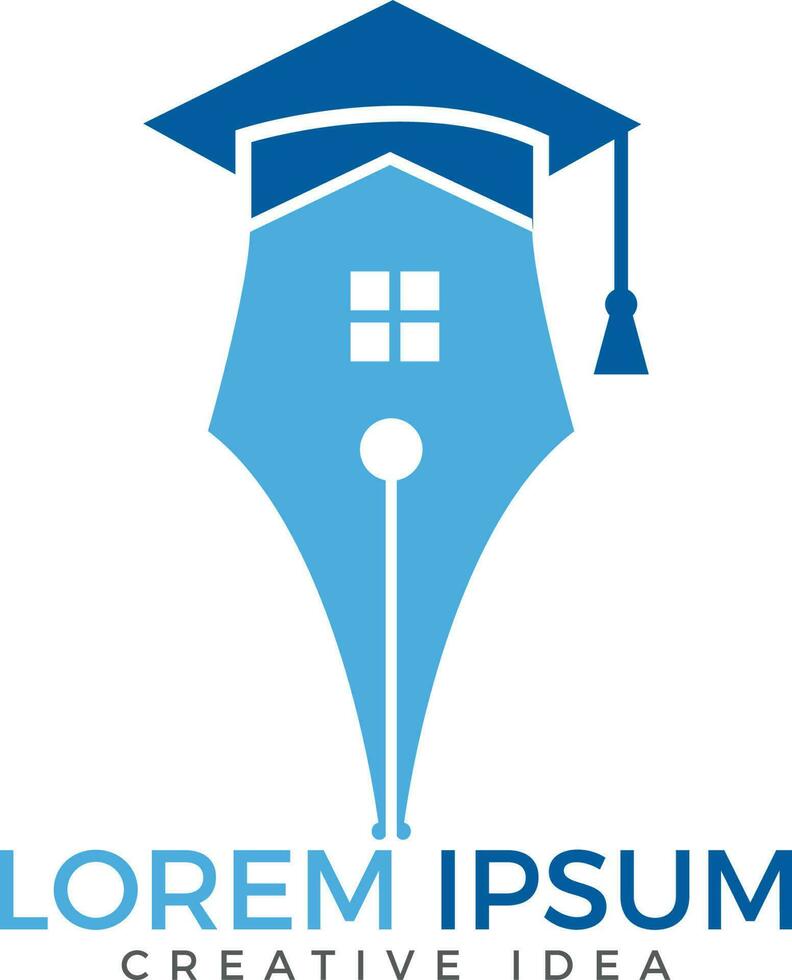 pen en huis logo ontwerp. onderwijs logo concept met pen en huis. vector