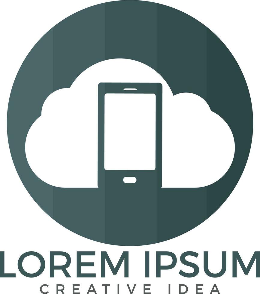 wolk en mobiel telefoon logo ontwerp. digitaal opslagruimte en berekenen onderhoud concept. vector