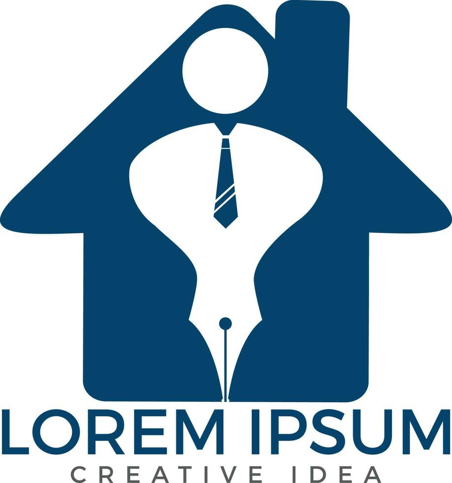 pen penpunt of pen tip met een Mens hoofd en huis logo vector. onderwijs logo. institutioneel en leerzaam vector logo ontwerp.
