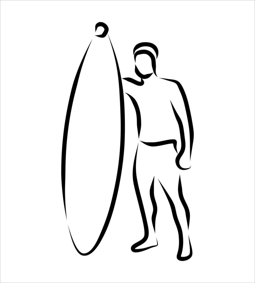 lijn tekening van iemand surfing vector
