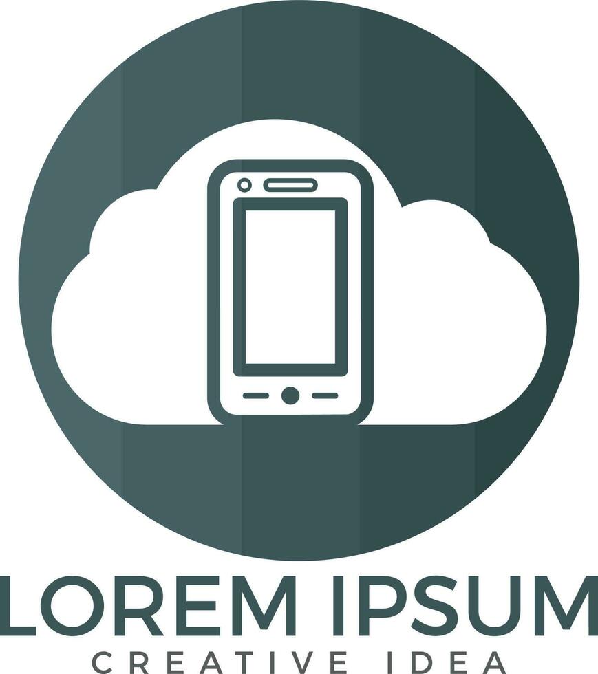 wolk en mobiel telefoon logo ontwerp. digitaal opslagruimte en berekenen onderhoud concept. vector